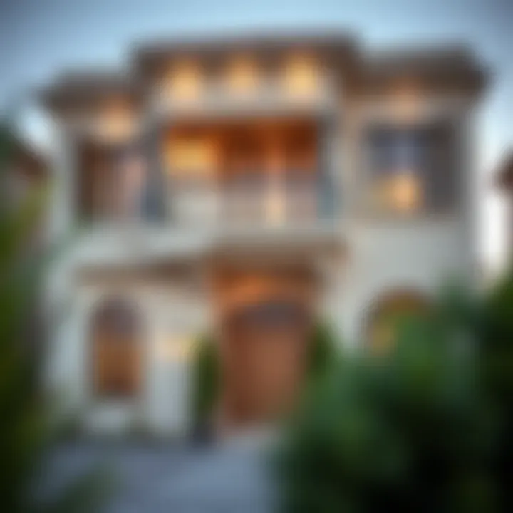 Charming Villa Facade in Dubai Neighborhood Stylish villa exterior in Dubai