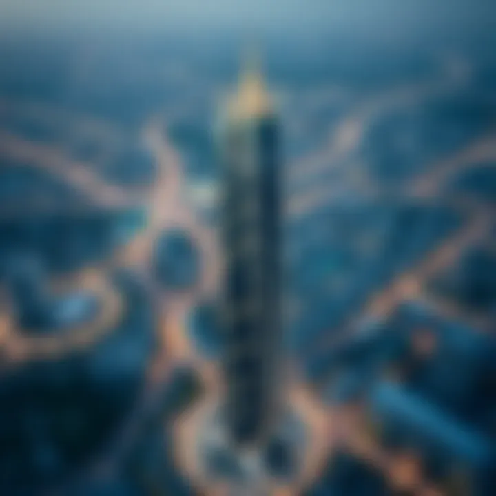 Aerial view of Al Attar Tower and its urban context