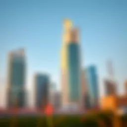 Stunning view of Al Moosa Tower 2 against Dubai skyline