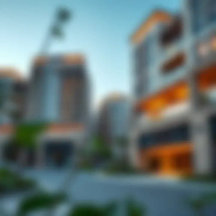 Luxury residential buildings in Al Nahda, representing the upscale living options available.