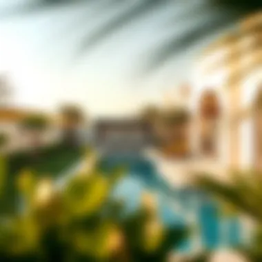 Serene Outdoor Retreat at Al Sarfa Villas Private pool surrounded by lush landscaping at Al Sarfa Villas