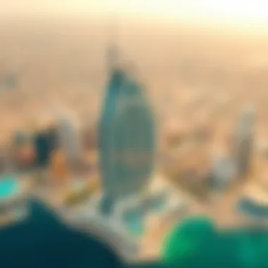 Aerial View of Al Thuraya Building Aerial view of Al Thuraya Building surrounded by Dubai skyline