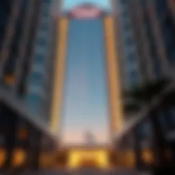 The grand facade of Al Thuraya Building showcasing modern architectural design