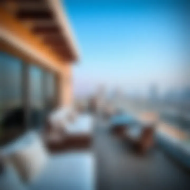 Breathtaking Balcony View from Al Waleed Property Stunning view from the balcony of an Al Waleed holiday home overlooking the Dubai skyline