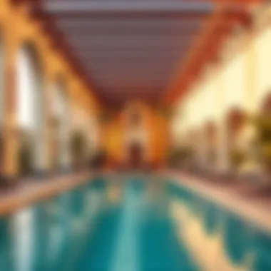 Serene Pool Area at Al Waleed Holiday Homes Elegant swimming pool area surrounded by lush greenery in Al Waleed