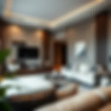 Spacious living area inside Ascott Park Place showcasing contemporary design