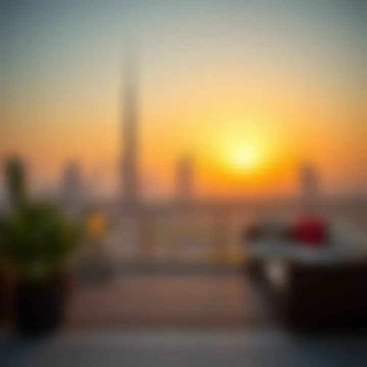 Stunning Dubai Skyline from a Holiday Home Scenic view of Dubai skyline from a holiday home terrace