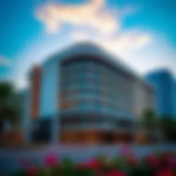 Exterior view of Bloom Arjaan by Rotana showcasing modern architecture