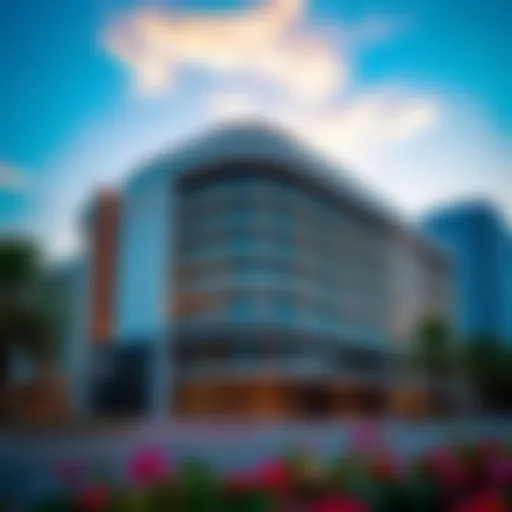 Exterior view of Bloom Arjaan by Rotana showcasing modern architecture