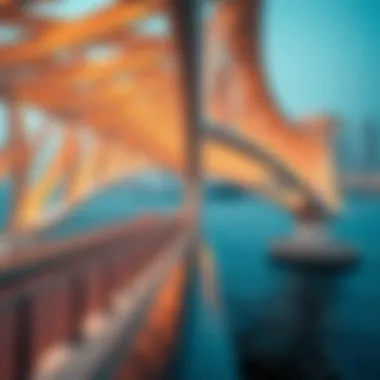 Close-Up of Architectural Details of Al Reem Bridges Close-up of the intricate design of a bridge on Al Reem Island