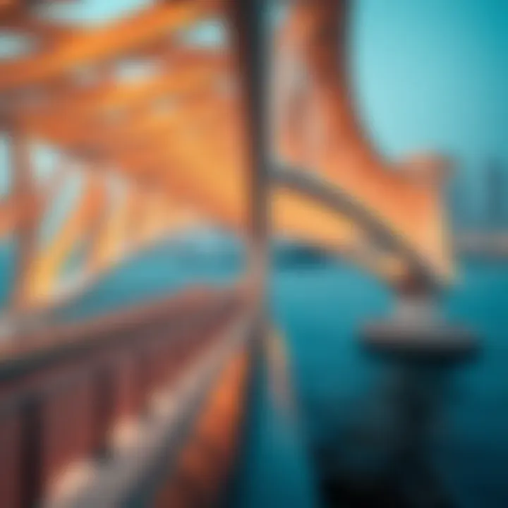 Close-Up of Architectural Details of Al Reem Bridges Close-up of the intricate design of a bridge on Al Reem Island
