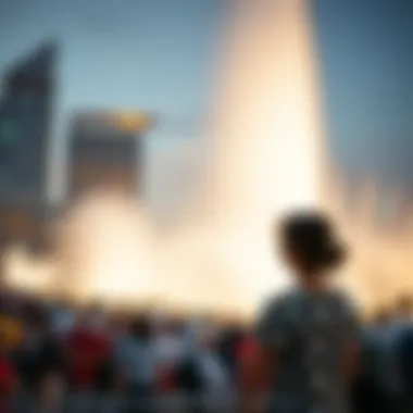 Engagement at the Fountain Show Crowds enjoying the Burj Khalifa fountain show