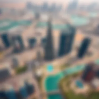 Business Bay's Dynamic Landscape Aerial view of Business Bay with B2B Tower as a focal point