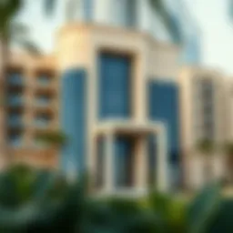 Exterior view showcasing the architectural design of Damac Heights