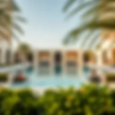 Serene Poolside Experience at Damac Hills 2 Opulent swimming pool area at Damac Hills 2 Hotel surrounded by lush gardens