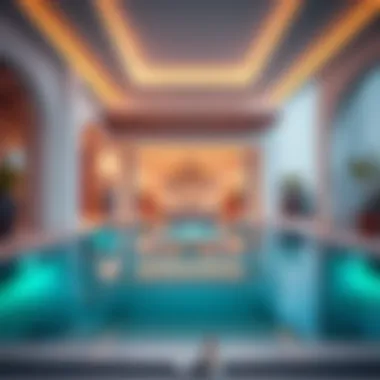 Luxury Living: Outdoor Pool Area of a Deluxe Holiday Home Exquisite outdoor swimming pool area of a high-end holiday residence