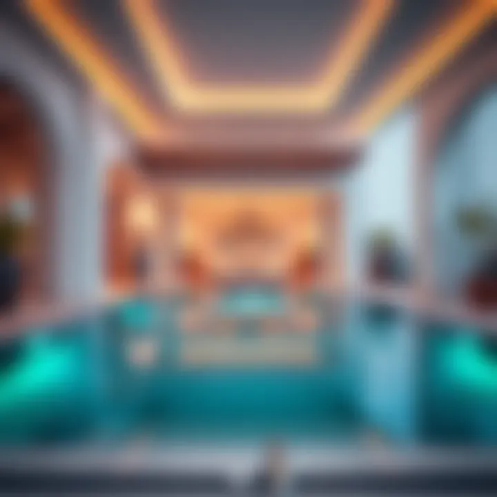 Luxury Living: Outdoor Pool Area of a Deluxe Holiday Home Exquisite outdoor swimming pool area of a high-end holiday residence