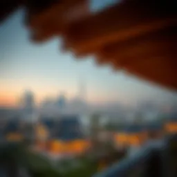 Stunning skyline view of Dubai with luxurious holiday homes in the foreground