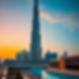 A stunning view of the Burj Khalifa against a sunset
