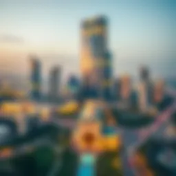 A panoramic view of Al Futtaim Festival Tower showcasing its architectural elegance