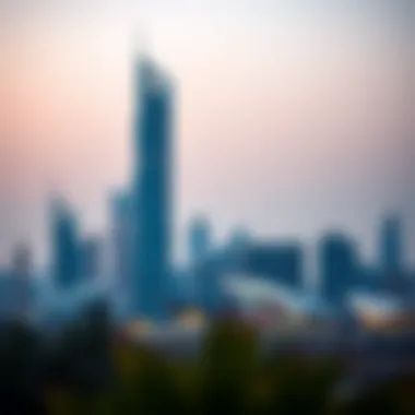 Aneeqa Tower against Dubai Skyline A stunning view of Aneeqa Tower against the Dubai skyline