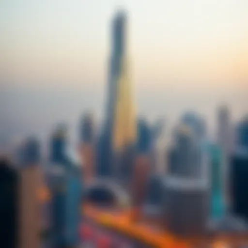 Asprin Tower in Dubai's Skyline Skyline view of Asprin Tower amidst Dubai's architectural marvels