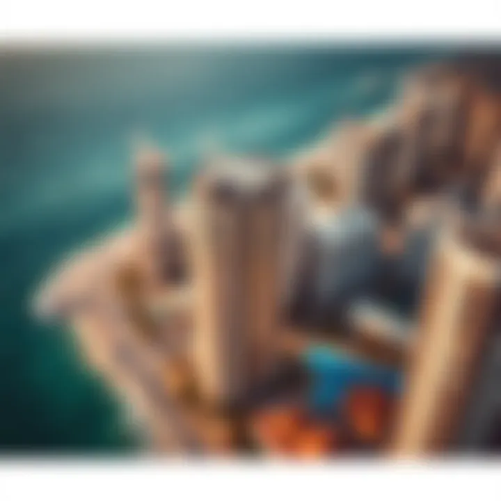 Coastal Aerial View of Beach Towers Aerial view of beach towers along the coastline of Dubai