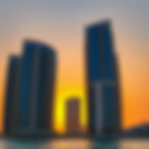 Stunning view of a modern beach tower against the sunset