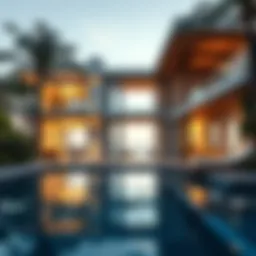 Luxurious beachfront villa showcasing modern architecture