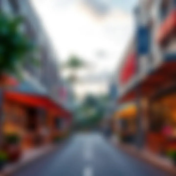Local Amenities and Lifestyle A vibrant street scene highlighting local shops and dining options in Discovery Gardens.
