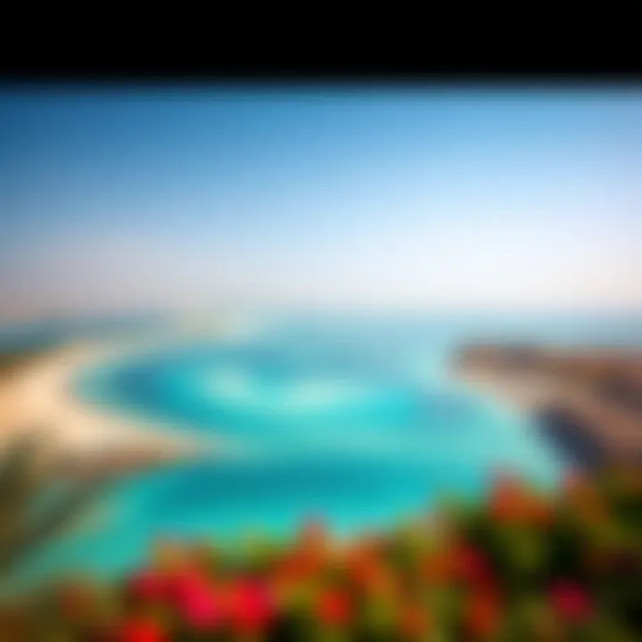 Panoramic View of Blue Waters Beach Panoramic view of Blue Waters Beach showcasing its pristine shoreline and luxurious surroundings