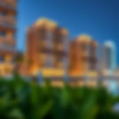 Luxury Living in Bluewater Bay Luxurious residential buildings in Bluewater Bay with vibrant surroundings