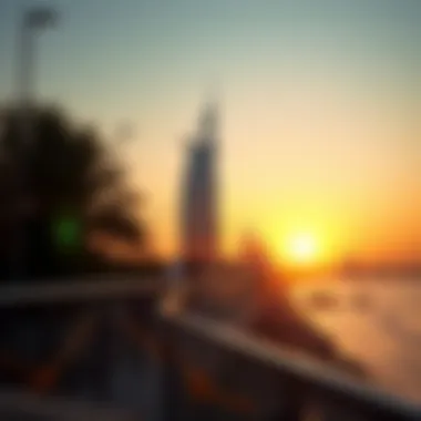 Burj Al Nahda Building at Sunset Stunning view of Burj Al Nahda Building at sunset