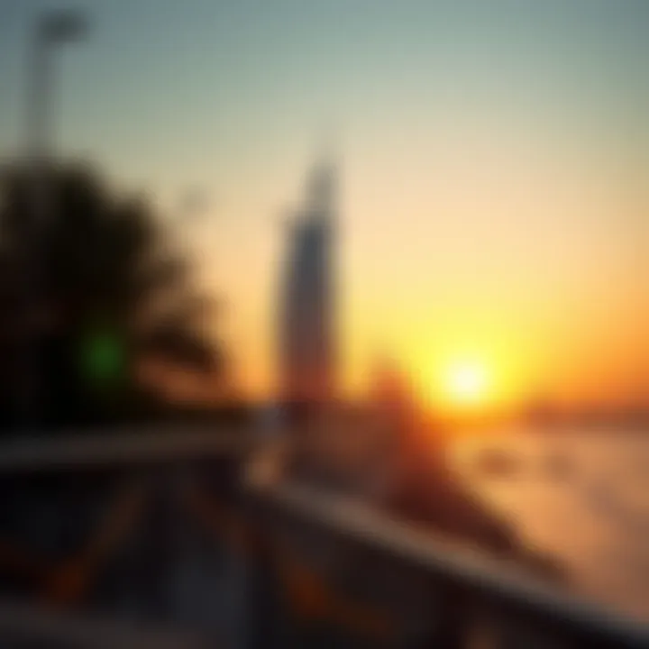 Burj Al Nahda Building at Sunset Stunning view of Burj Al Nahda Building at sunset