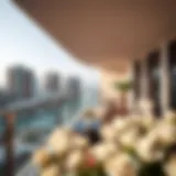 Stunning view of Dubai's canal from a luxury apartment balcony