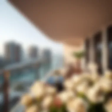 Luxury Living with Canal Views Stunning view of Dubai's canal from a luxury apartment balcony