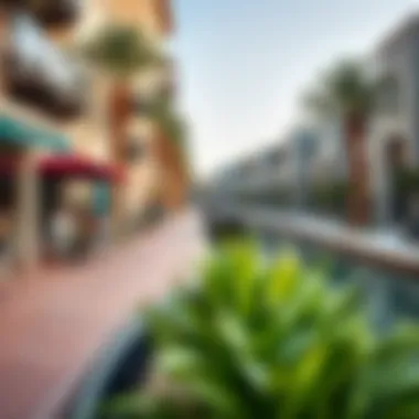 Lifestyle Along the Waterways Vibrant lifestyle along Dubai's waterways with cafes and walking paths