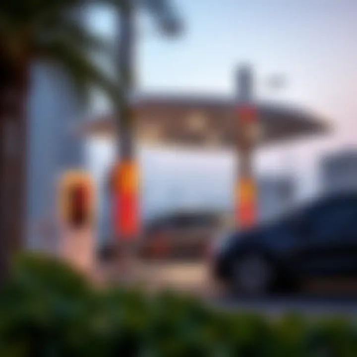 Electric Car Charging Station in Dubai Charging station for electric cars in Dubai's urban landscape
