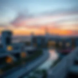 Stunning skyline view of Creek Views Azizi at sunset