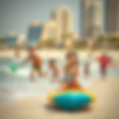 Recreational Joy at Deira Island Beach Families enjoying recreational activities on Deira Island Beach