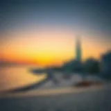 Stunning view of Deira Island Beach at sunset