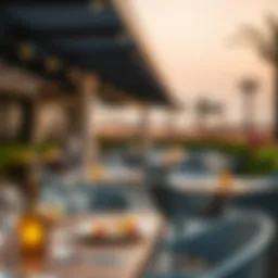 A vibrant outdoor dining setting showcasing diverse cuisines