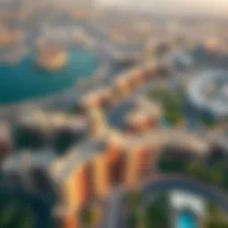 Stunning aerial view of Dubai Falcon City showcasing its unique architecture