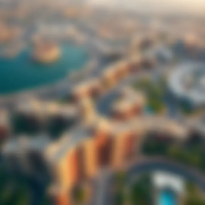 Aerial View of Dubai Falcon City Stunning aerial view of Dubai Falcon City showcasing its unique architecture