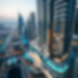 Aerial view of Dubai Marina Plaza highlighting its modern architecture