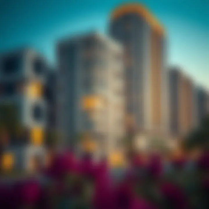 Residential Life in Dubai Tecom Modern residential buildings in Dubai Tecom highlighting lifestyle options