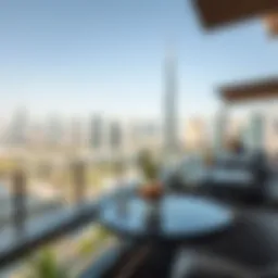 A stunning view of Dubai's skyline from a rooftop coffee shop