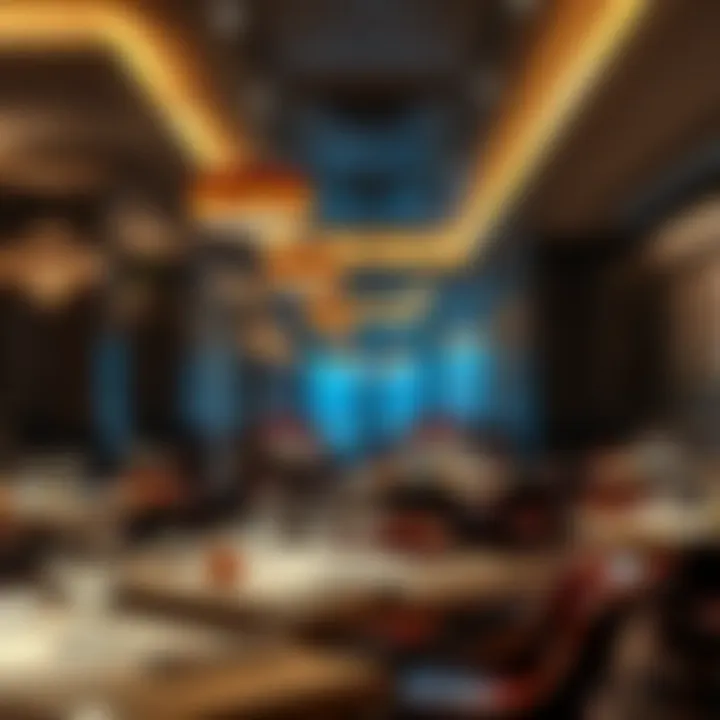 Inviting Restaurant Ambiance Atmospheric restaurant interior featuring ambient lighting and decor