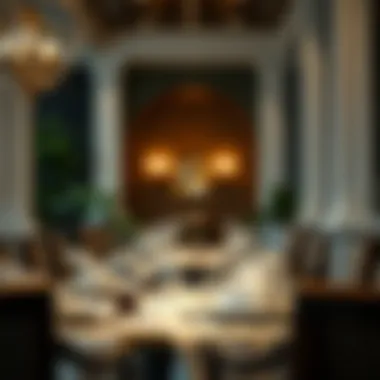 Sophisticated Dining Experience Elegant restaurant table setting with fine china and silverware