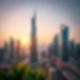 A panoramic view showcasing Dubai's skyline filled with iconic towers.